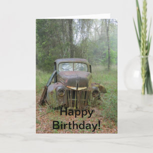 Happy Birthday Antique Car Card