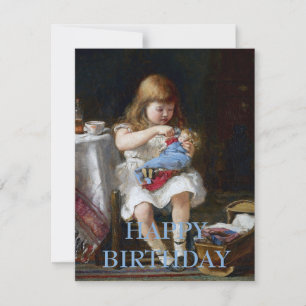 Happy Birthday Anxious little mother with doll