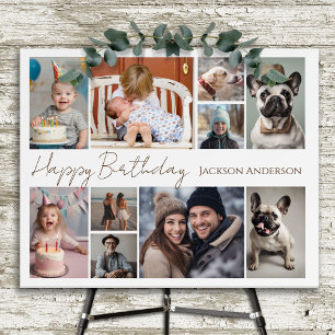 Happy Birthday Any Age 10 Multiple Photo  Foam Board