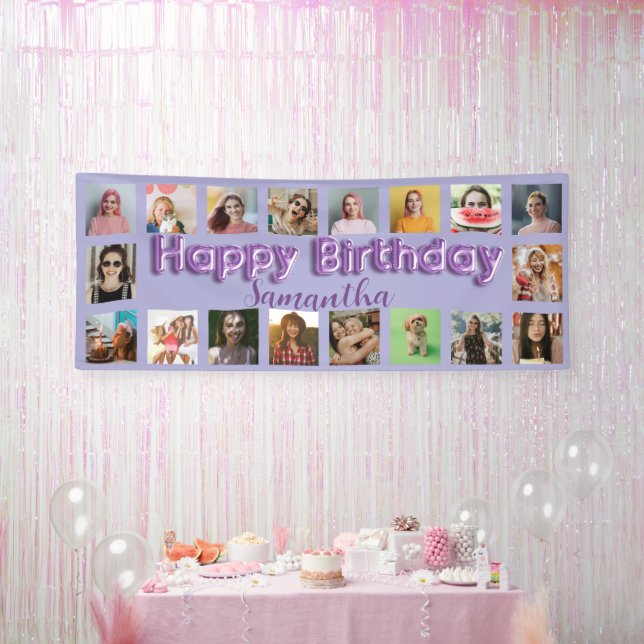 Happy Birthday Any Age 18 Photo Purple Banner (Party)