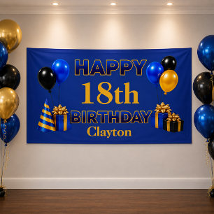 Happy Birthday Any Age Blue Banner
