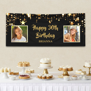 Happy Birthday ANY AGE Blue Stars Personalized Banner