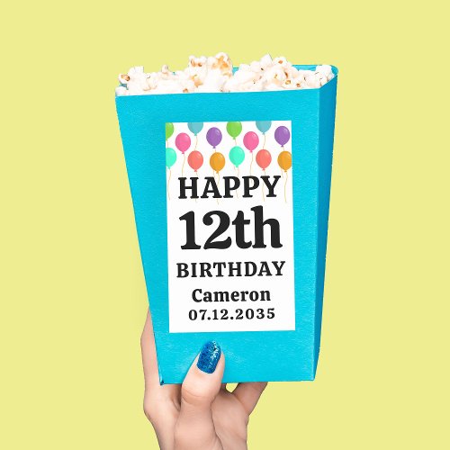 Happy Birthday Any Age Personalized Popcorn Rectangular Sticker