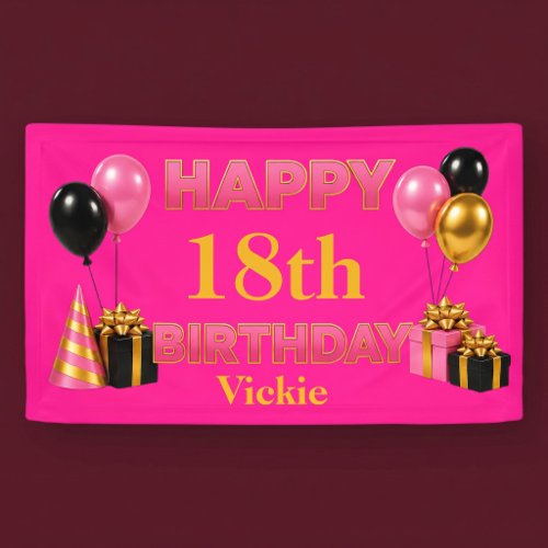 Happy Birthday Any Age Pink Banner