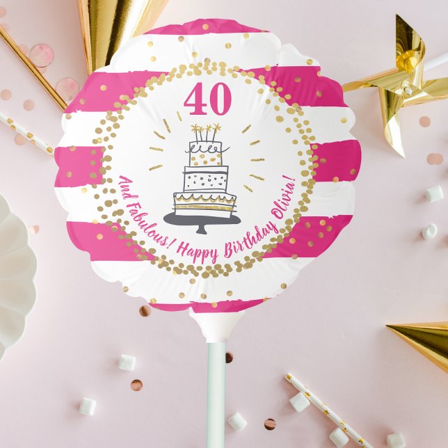 Happy Birthday Any Age Pink White And Gold Glitter Balloon (Creator Uploaded)