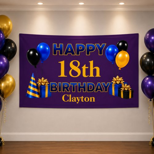 Happy Birthday Any Age Purple Banner