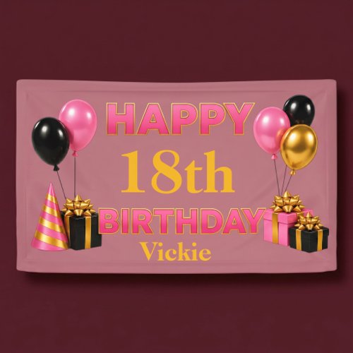 Happy Birthday Any Age Rose Gold Banner