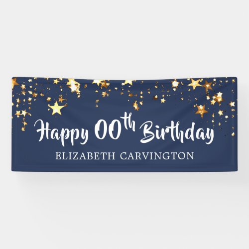 Happy Birthday Any Age Stars Blue Personalized Banner