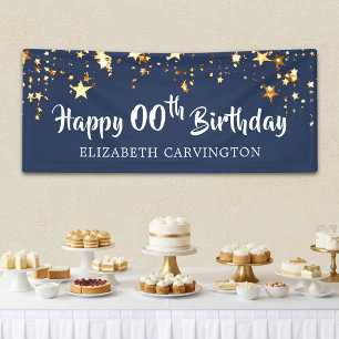 Happy Birthday Any Age Stars Blue Personalized Banner