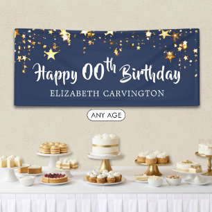 Happy Birthday Any Age Stars Blue Personalized Banner