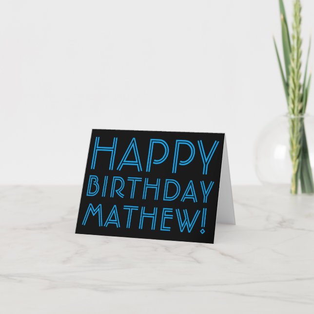 Happy Birthday (ANY NAME) | Blue & Black (or diy) Card (Front)