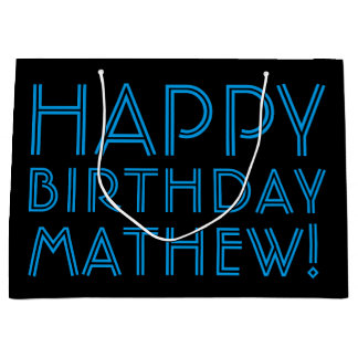 Happy Birthday (ANY NAME) | Blue & Black (or diy) Large Gift Bag