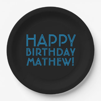 Happy Birthday (ANY NAME) | Blue & Black (or diy) Paper Plates