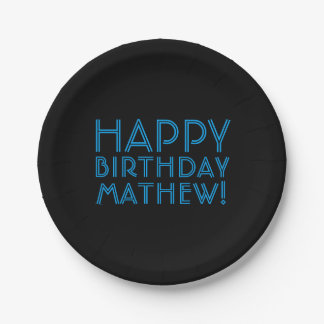 Happy Birthday (ANY NAME) | Blue & Black (or diy) Paper Plates
