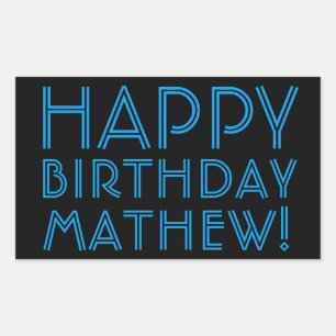 Happy Birthday (ANY NAME) Blue & Black (or diy) Rectangular Sticker