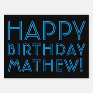 Happy Birthday (ANY NAME)   Blue & Black (or diy) Sign