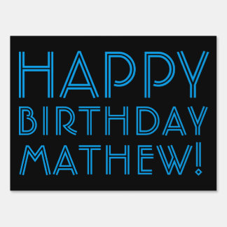 Happy Birthday (ANY NAME) | Blue & Black (or diy) Sign