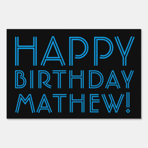 Happy Birthday (ANY NAME)   Blue & Black (or diy) Sign