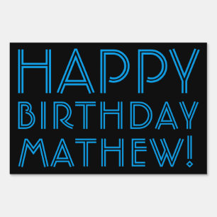 Happy Birthday (ANY NAME) Blue & Black (or diy) Sign