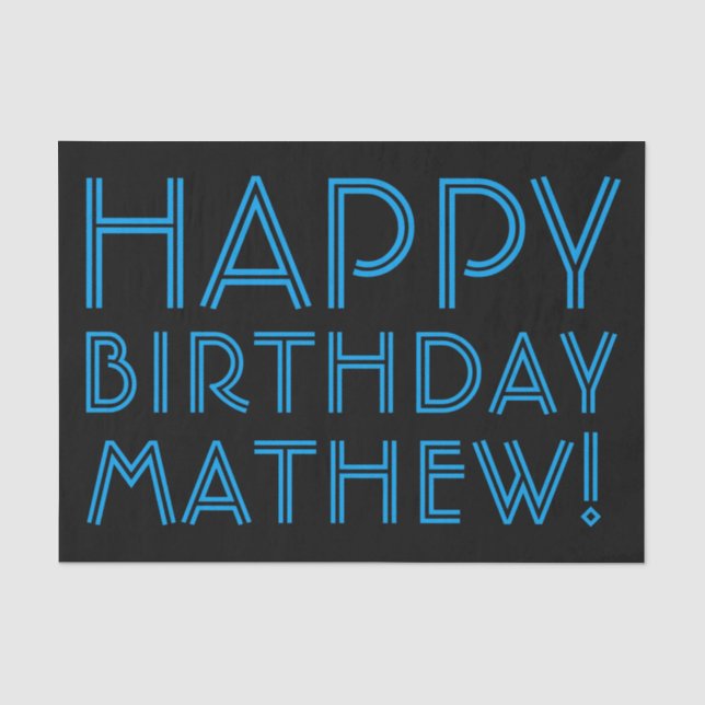 Happy Birthday (ANY NAME) | Blue & Black (or diy) Tissue Paper (Front)