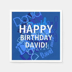"Happy Birthday” (any name) Blue Napkins