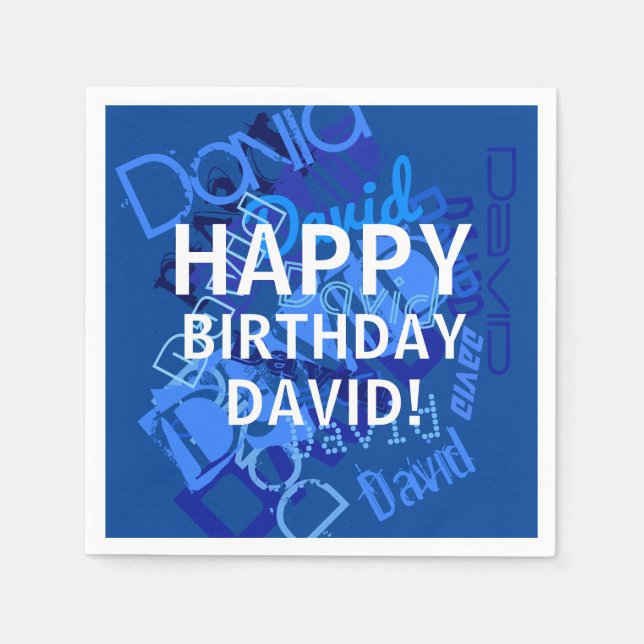"Happy Birthday” (any name) Blue Napkins (Front)