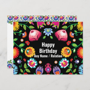 🎁 Happy Birthday any name horizontal folklore Pos Postcard