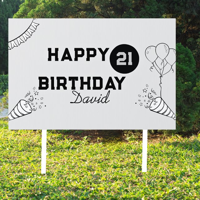 Happy Birthday Any year Grey Sign (Creator Uploaded)