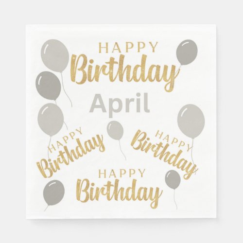 Happy birthday April birthdays Paper Napkin