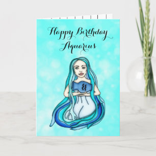 Happy Birthday Aquarius Horoscope Traits Card