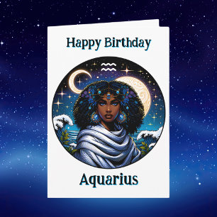 Happy Birthday Aquarius Inside Coloring Page Card