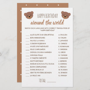 Happy Birthday Around The World Game Teddy Bear