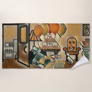 Happy Birthday Art Beach Towel