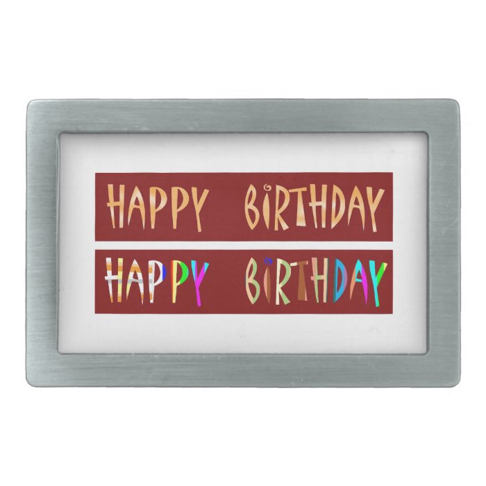 HAPPY BIRTHDAY Artistic Script Text Belt Buckles