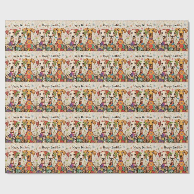 Happy Birthday! Artsy Puppy Design, Wrapping Paper (Flat)