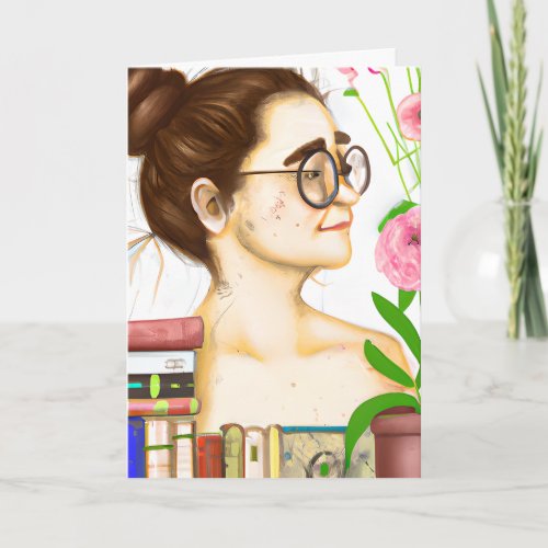 Happy Birthday  Artsy Woman in Glasses Card