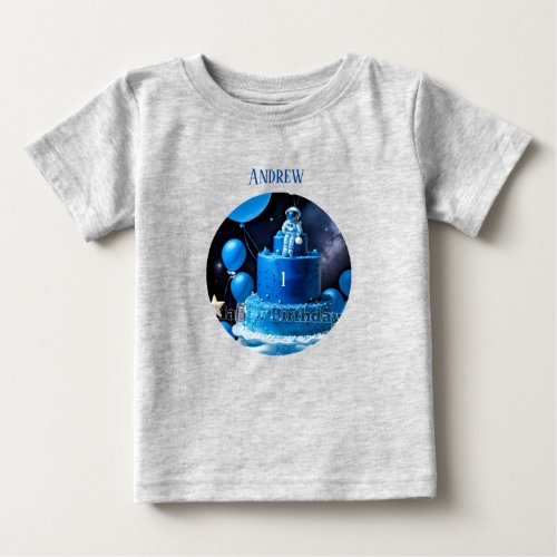 Happy Birthday astronot space galaxy cake Baby T_Shirt