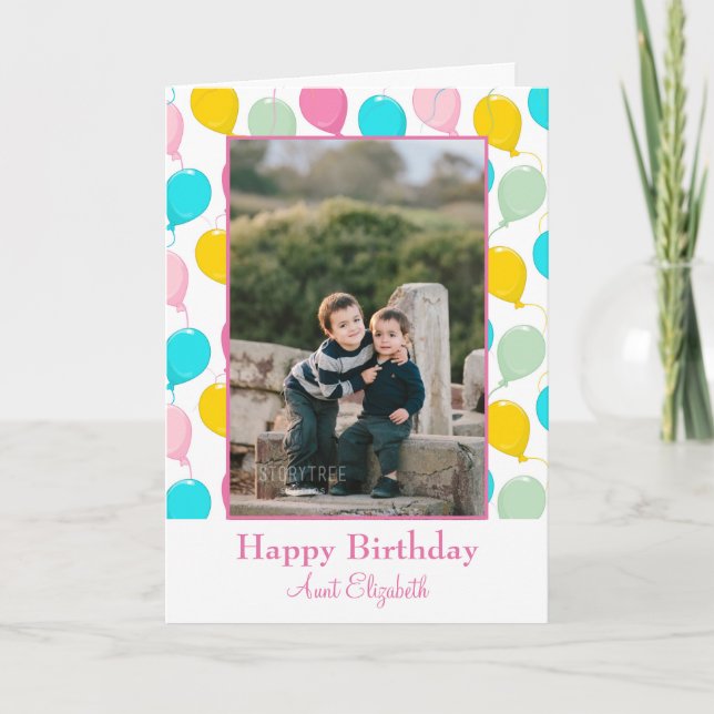 Happy birthday Aunt Balloons Photo Card (Front)