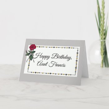 Happy Birthday Aunt (name)  Gray With Red Hibiscus Card by randysgrandma at Zazzle