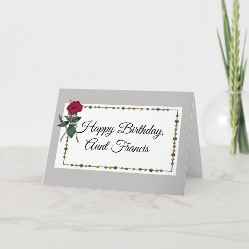 Happy Birthday Aunt name Gray with Red Hibiscus Card
