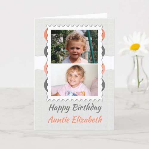 Happy Birthday Auntie grey and coral photo