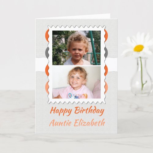 Happy Birthday Auntie grey and orange photo