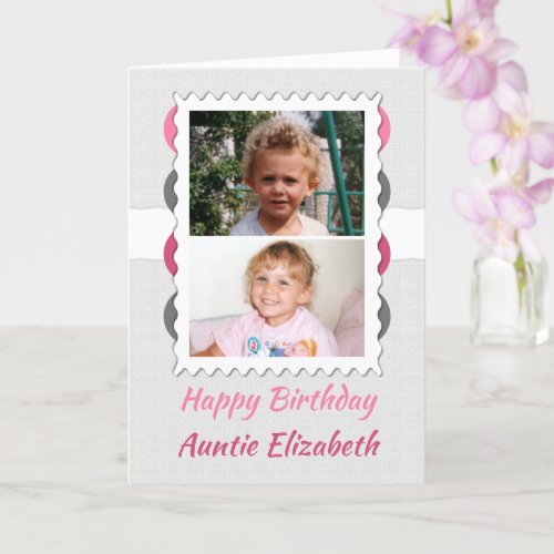 Happy Birthday Auntie grey and pink photo