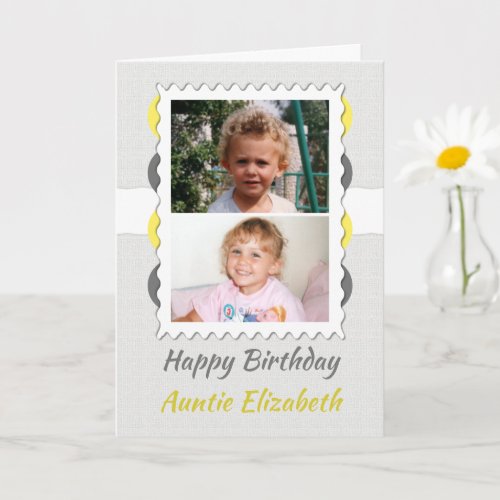 Happy Birthday Auntie grey and yellow photo