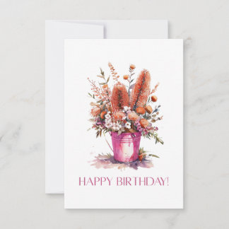 Happy Birthday Australian Flower Bucket Card