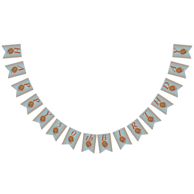 Happy Birthday Autumn Colors Male Turkey Blue Bunting Flags (All)