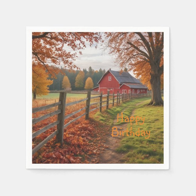 Happy Birthday Autumn Napkins (Front)