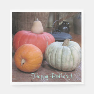 Happy Birthday Autumn Theme Napkins