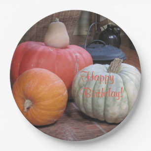 Happy Birthday Autumn Theme Paper Plates