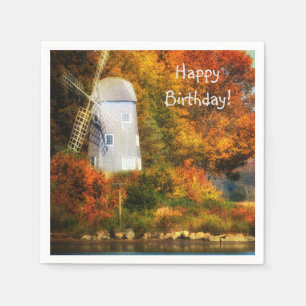 Happy Birthday Autumn Windmill  Napkins